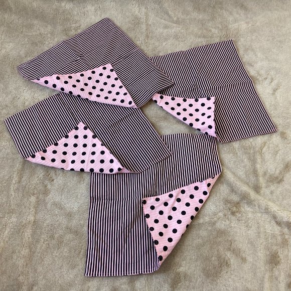 Polka Dot Stripe Square Placemats, 18x18, Pink/Black Reversible, 4 Piece - Picture 3 of 11